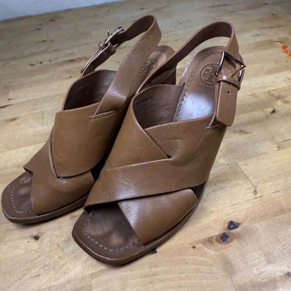 Tory Burch Bleecker slingback sandal hexagonal heel metallic accent size 7.5 - Picture 8 of 15